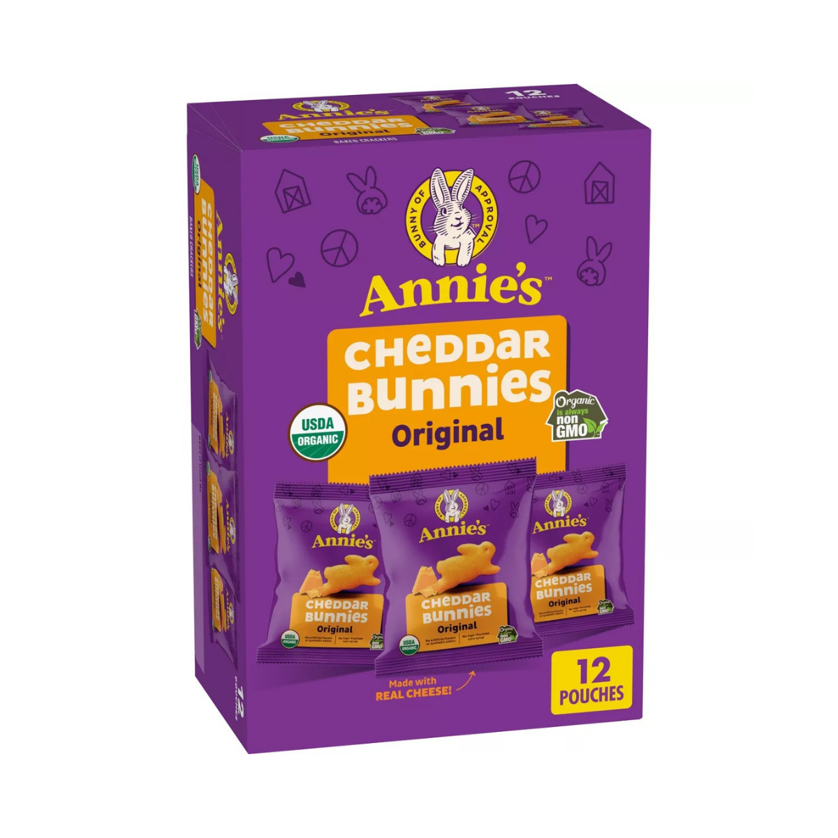 Annie's Organic Cheddar Bunnies Baked Snack Crackers 12oz 12c