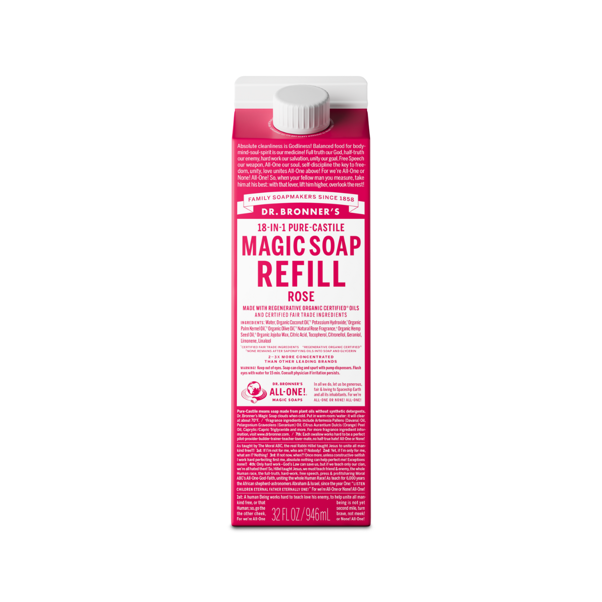 Dr. Bronner´s Pure castile liquid soap Rose refill carton 32oz