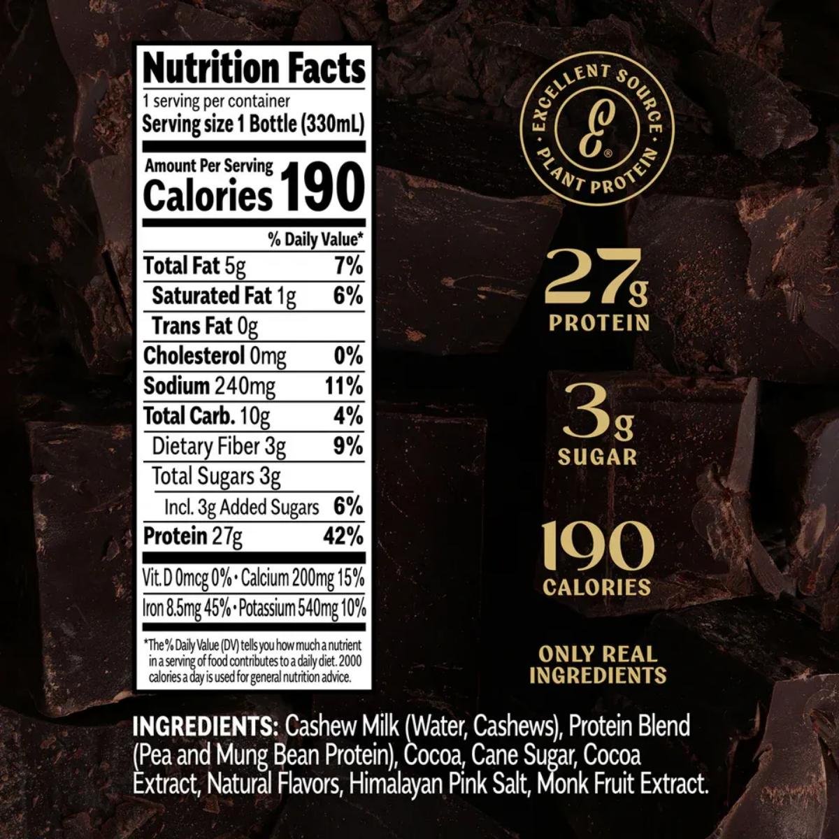 Elmhurst Clean Protein Sea Salt Chocolate 11oz