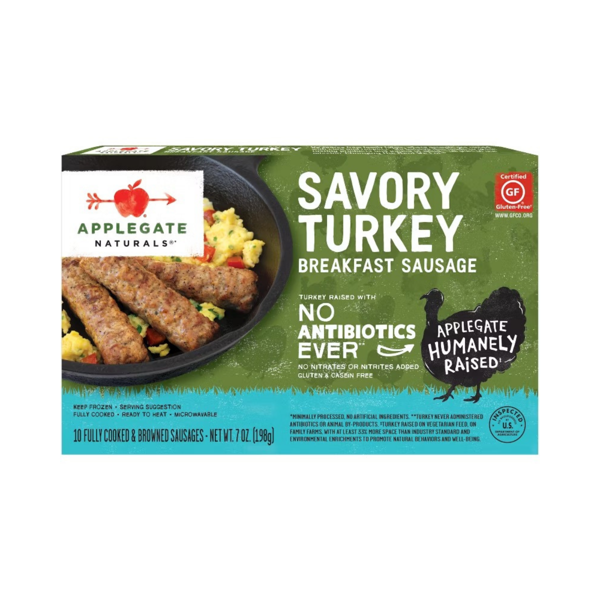 Applegate Naturals Savory Turkey Breakfast Sausages Frozen 7oz/10c