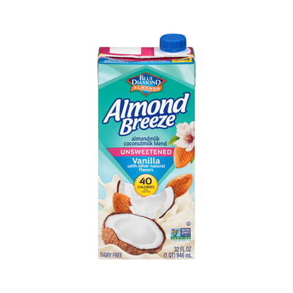 Blue Diamond Almond Breeze Coco Vainilla Leche de almendras sin azúcar 32 oz