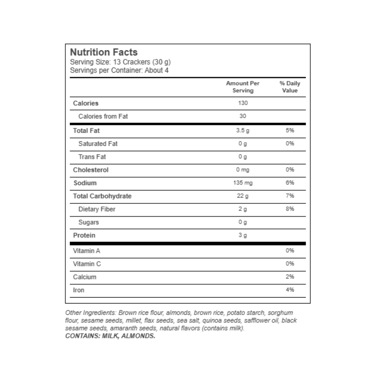 Blue Diamond Almonds Artesion Nut Thins Multi Seed 4.25oz