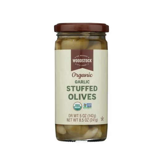 Woodstock Organic Garlic Stuffed Olives 8.5oz