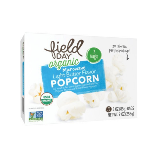 Field Day Organic Microwave Popcorn Light Butter Flavor