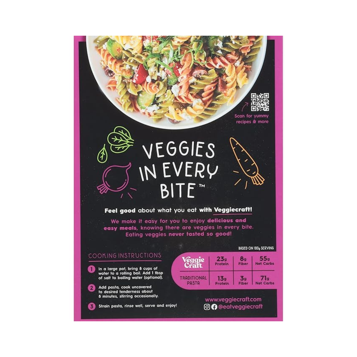 Veggiecraft Farms Rainbow Rotini Pasta Lentil Protein Pasta 8oz
