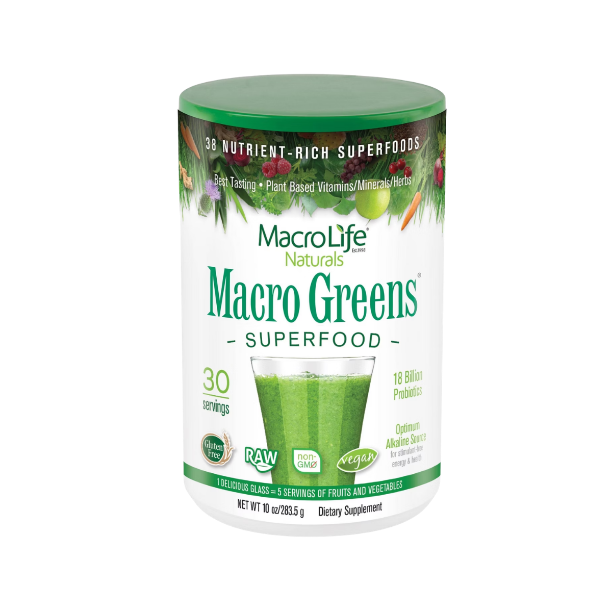MacroLife Naturals Greens Complete Superfood Powder 10oz