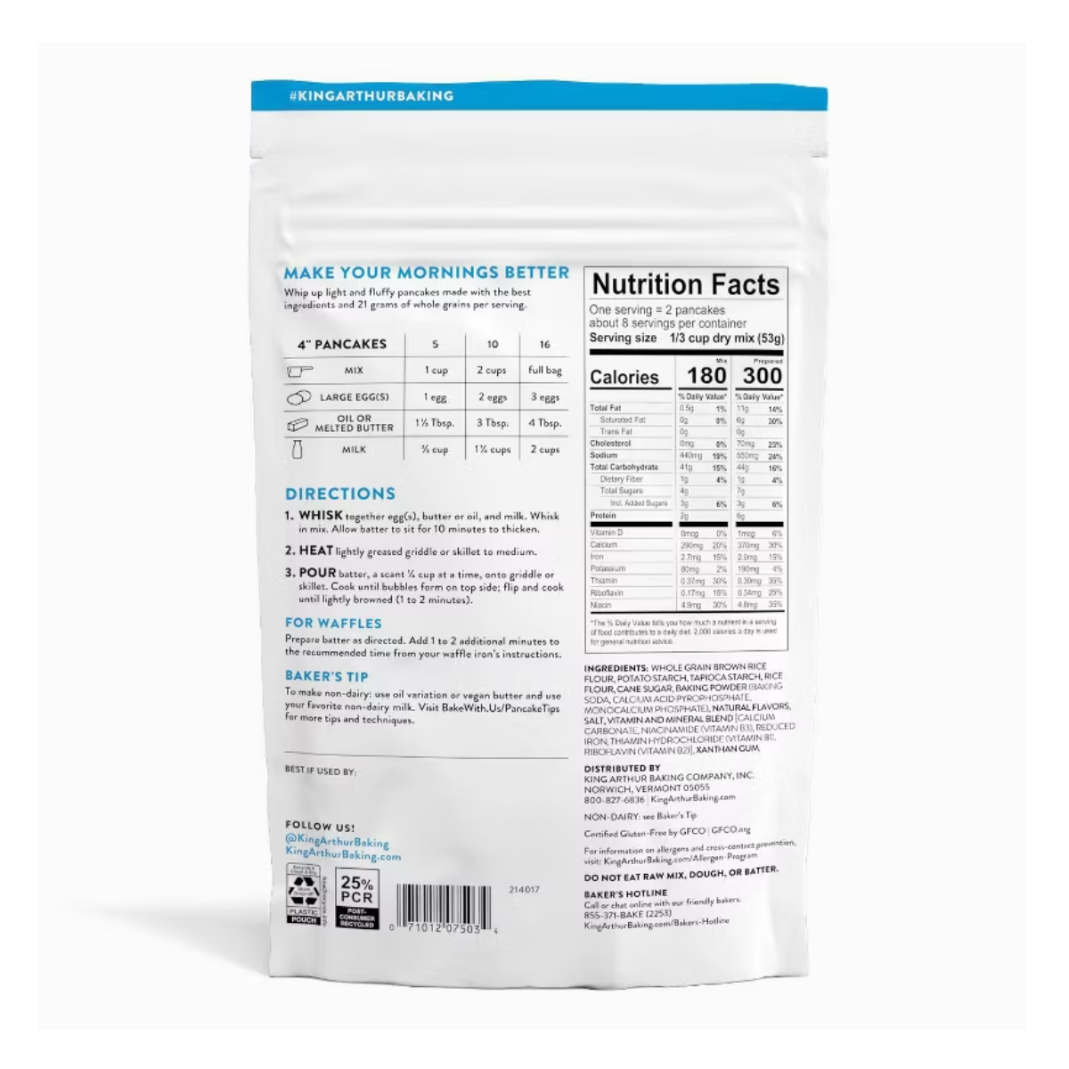 King Arthur Gluten Free Pancake Mix 15oz