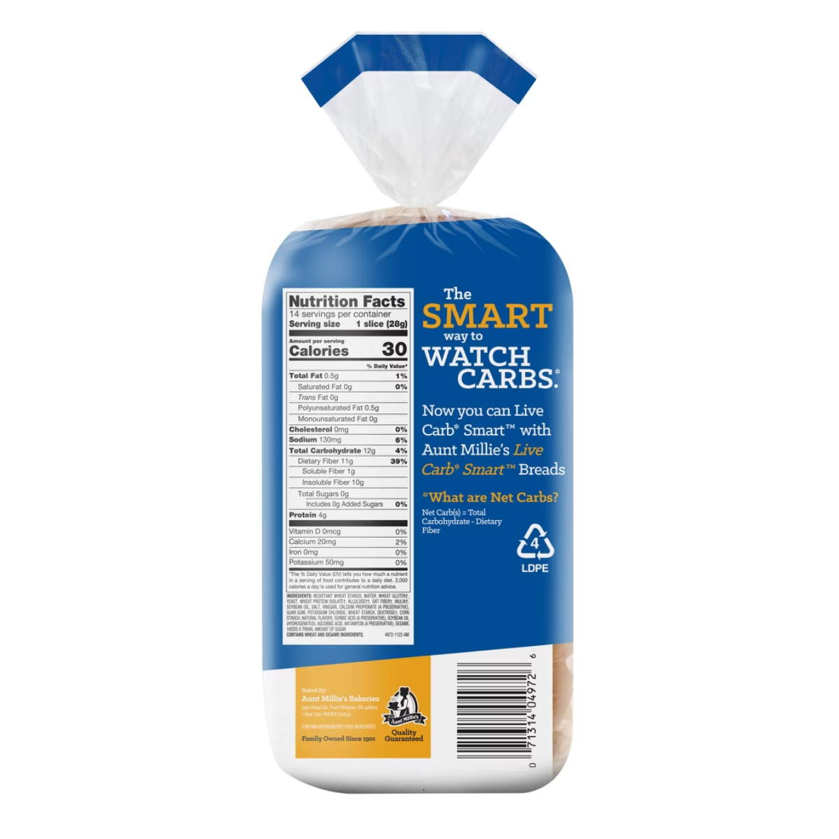 Aunt Millie's Bakehouse Live Carb Smart White Bread 14oz
