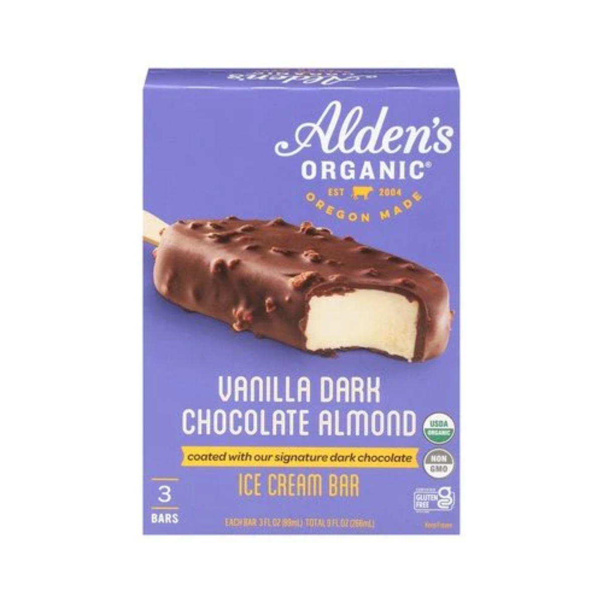 Alden's Organic Vanilla Dark Chocolate Almond Bars 3 c
