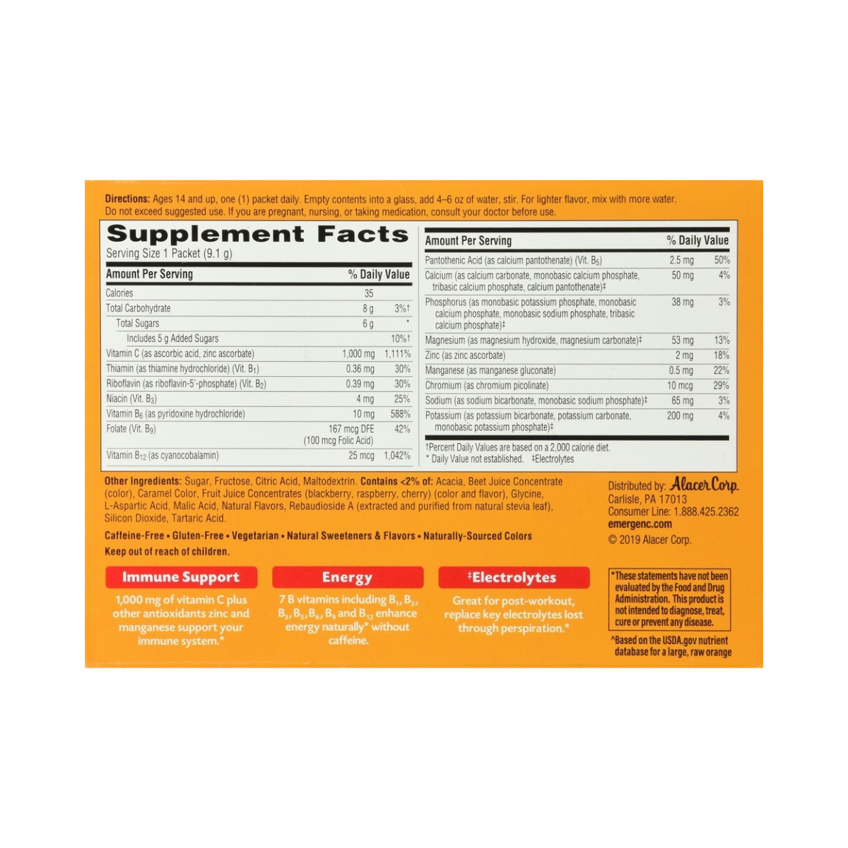 Emergen-C Vitamin C Raspberry 1000mg 30c