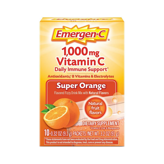Emergen-C Vitamin C Drink Mix Packets Powder Super Orange 10c