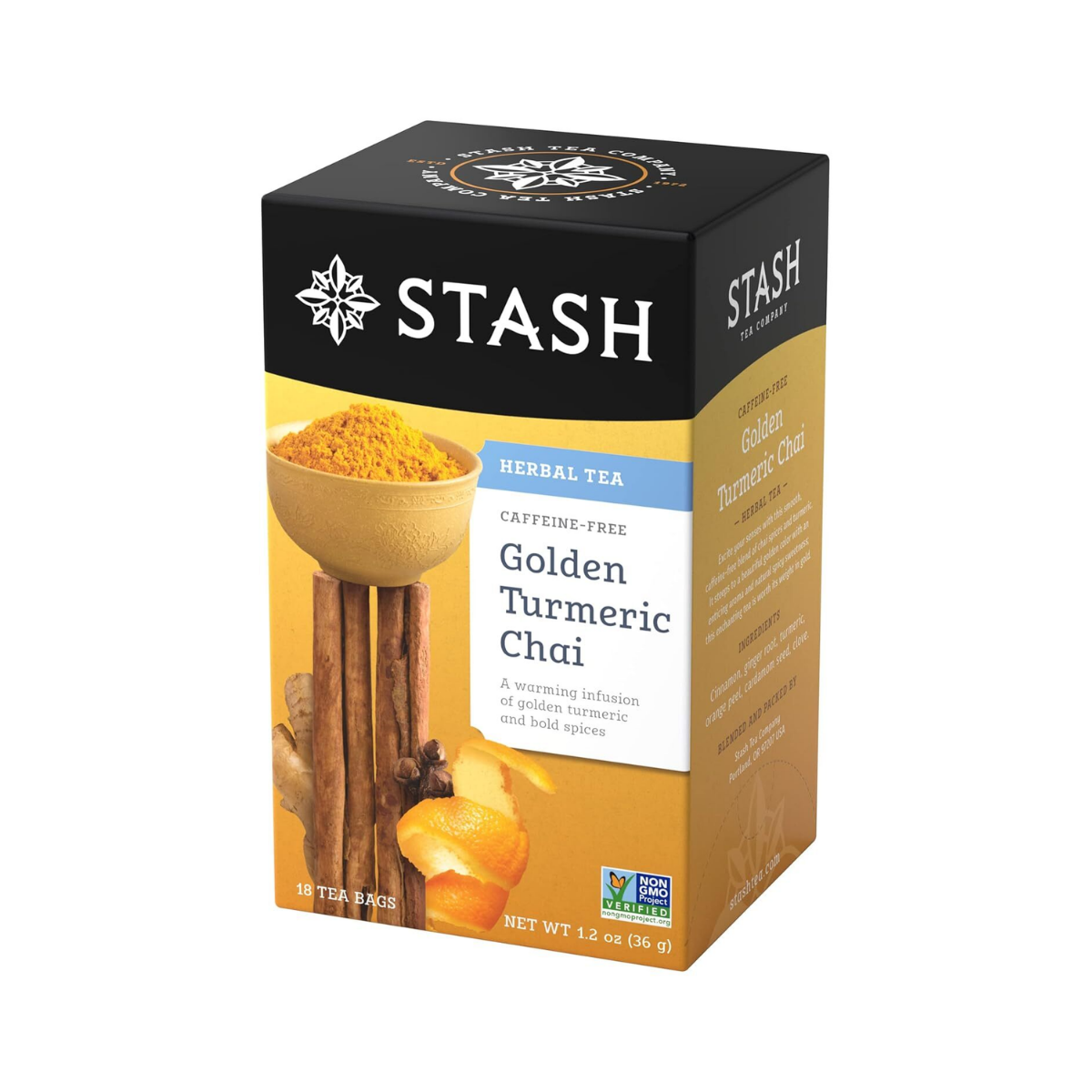 Stash Golden Turmeric Chai Caffeine Free Herbal Tea Bags 18c