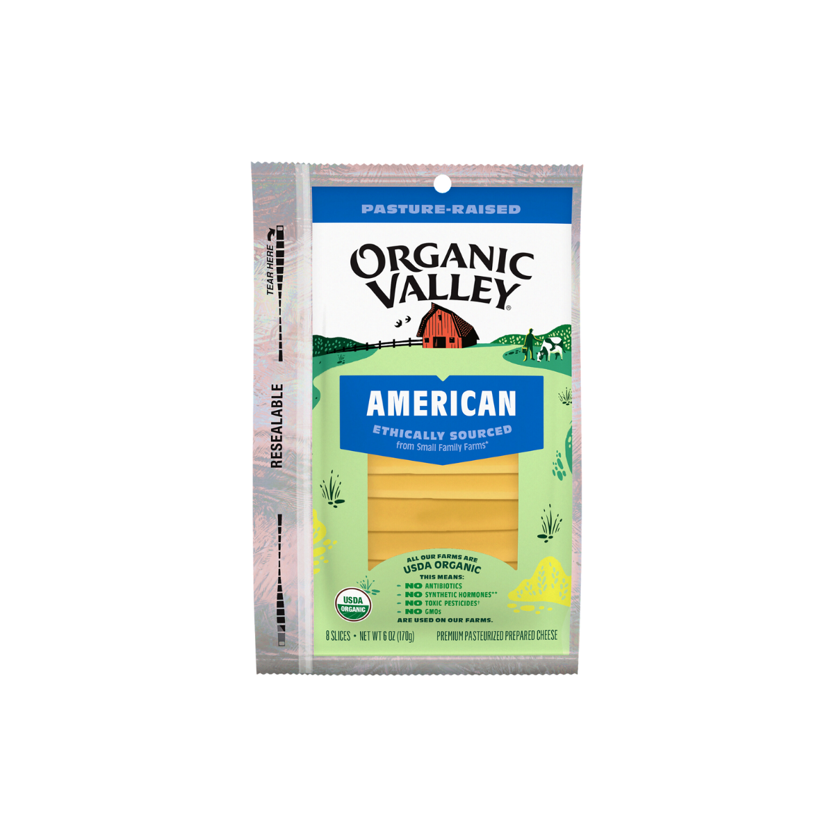 Organic Valley American Cheese Slices, Yellow, 6oz