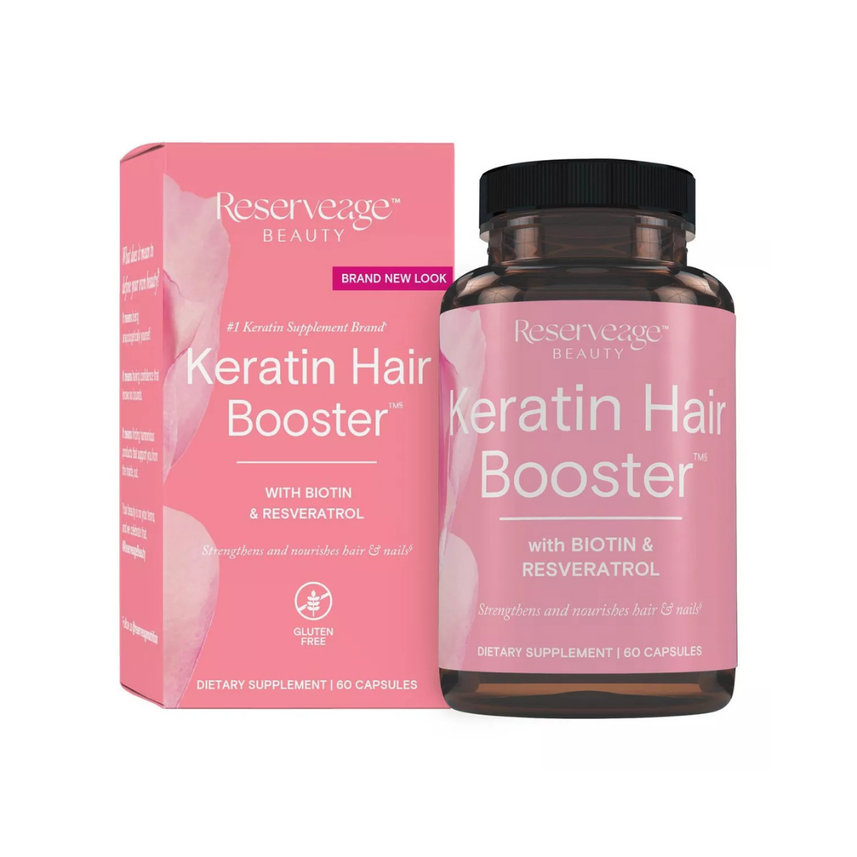 Reserveage Beauty, Keratin Hair Booster with Biotin & Resveratrol, Hair and Nail Growth Supplement for Men and Women 60c