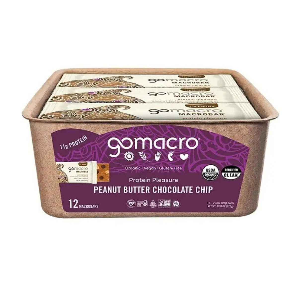 GoMacro Peanut Butter Chocolate Chip MacroBar 12c