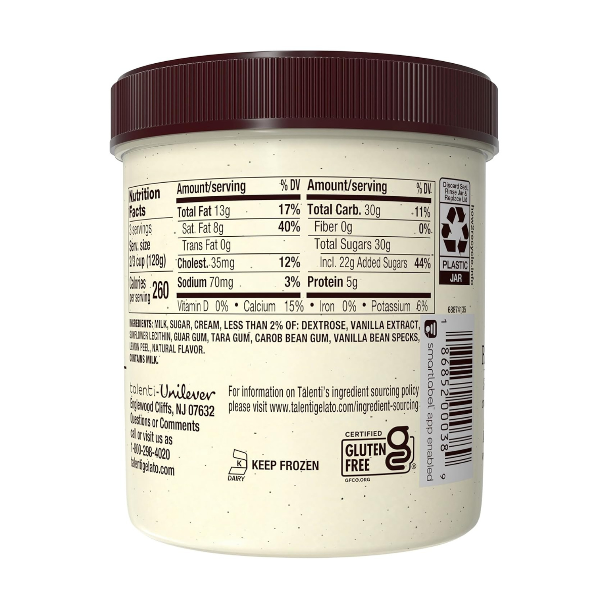 Talenti Gelato Madagascar Vainilla Bean Icecream 16oz