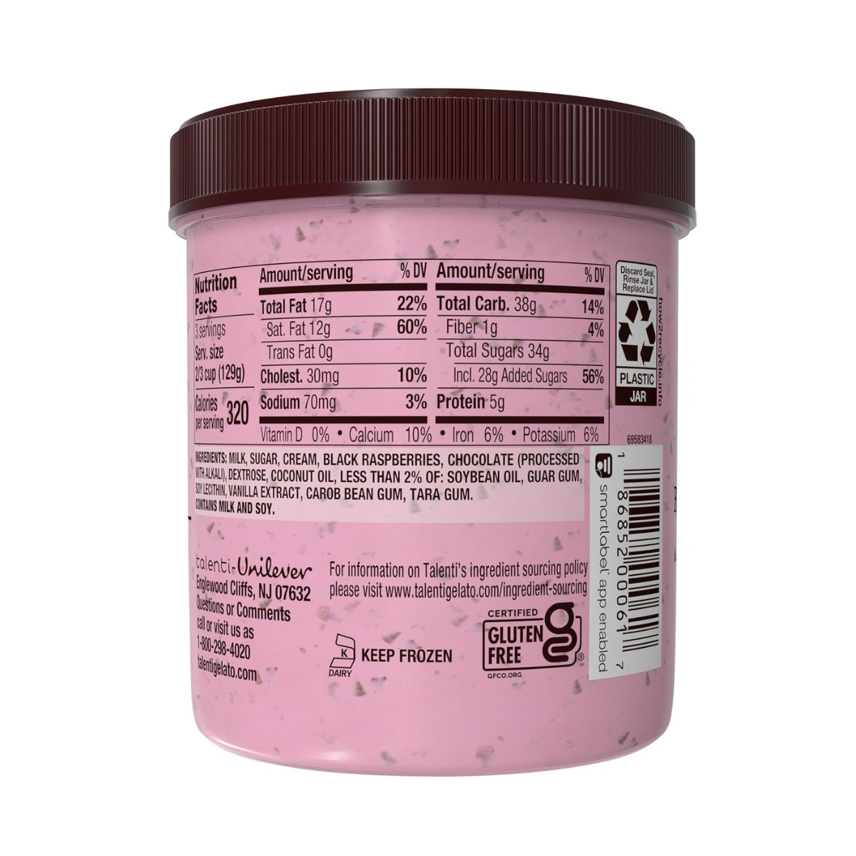 Talenti Gelato Black Raspberry Chocolate Chip Icecream 16oz