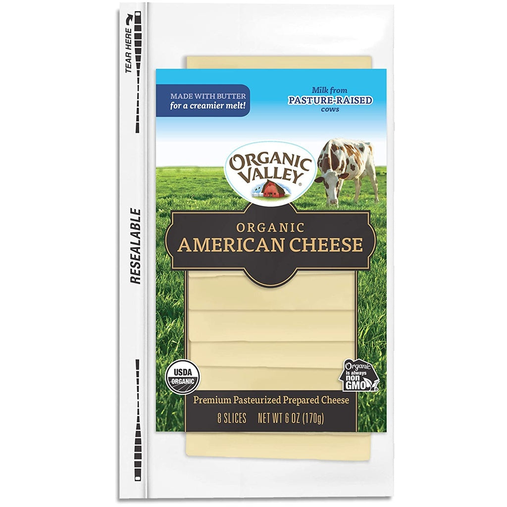 Organic Valley American Cheese Slices, Yellow, 6oz