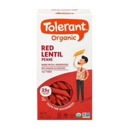 Tolerant Pasta Penne Lentil Red GF OG 8oz