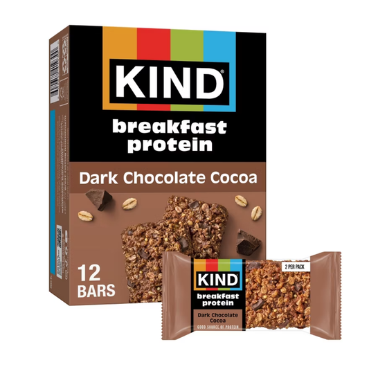 KIND Breakfast Protein Bars Dark Chocolate Cocoa 8g Protein 12c