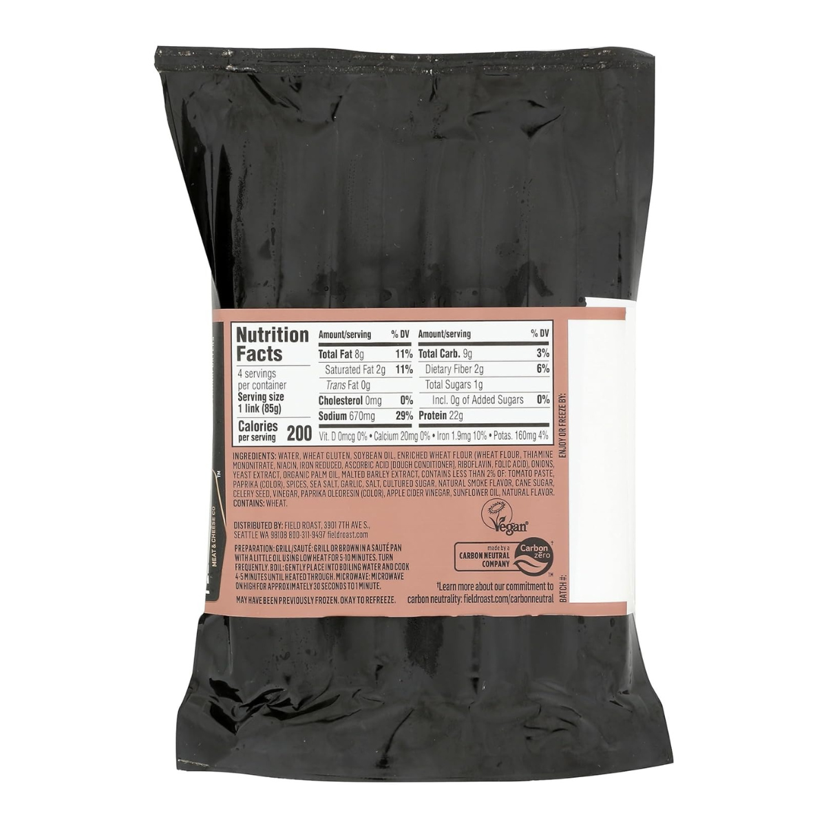 Field Roast Sausage Frankfurte 12oz