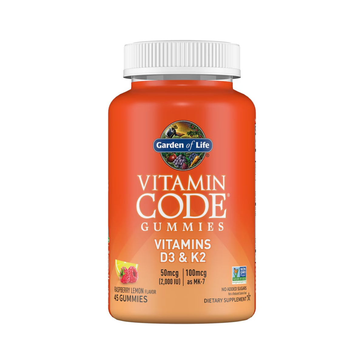 Garden of Life Vitamin Code Vitamins D3 & K2 Gummies Raspberry Lemon 45c