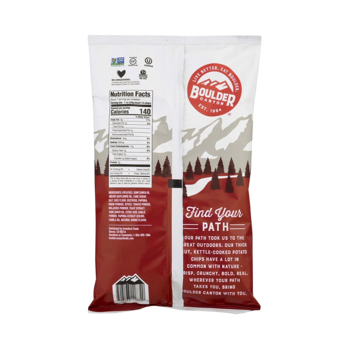 Boulder Canyon Potato Chips Kettle Cooked Classic Cut Hickory Barbeque 6.5oz