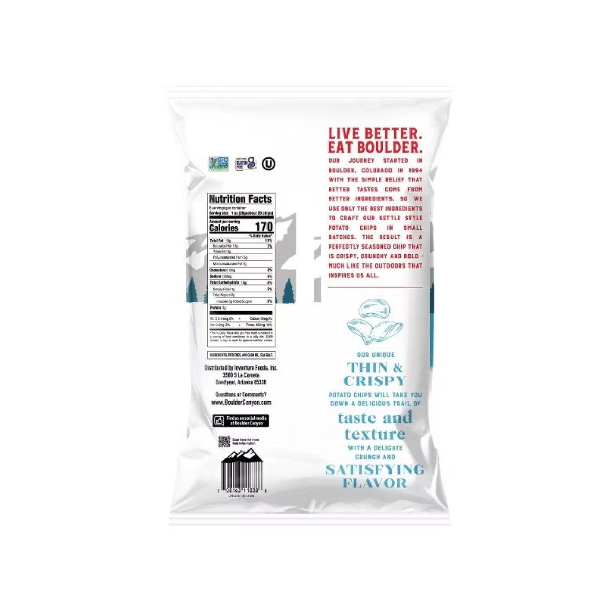 Boulder Canyon Avocado Oil Sea Salt Thin & Crispy Potato Chips 6oz