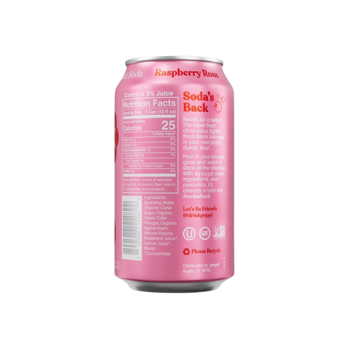 Poppi Raspberry Rose Prebiotic Soda 12fl oz – Orgánica Store Panamá