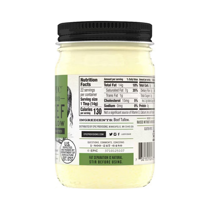 Epic Grass Fed Beef Tallow 11oz