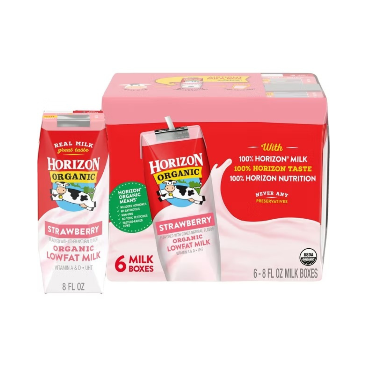 Horizon Organic 1% Strawberry Milk 6c