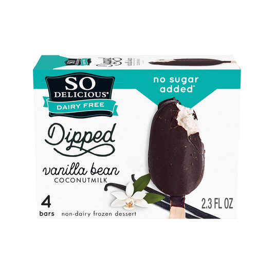 So Delicious Dairy Free Dipped Coconutmilk Frozen Dessert Vanilla Bean 4c