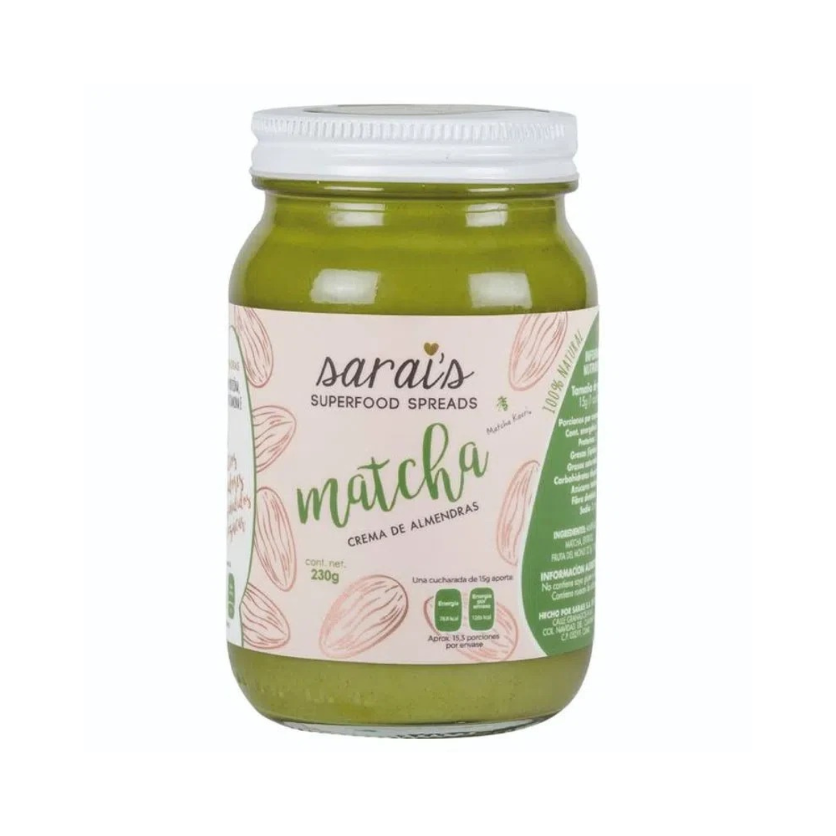 Sarai´s Crema de Almendra con Matcha 230gr