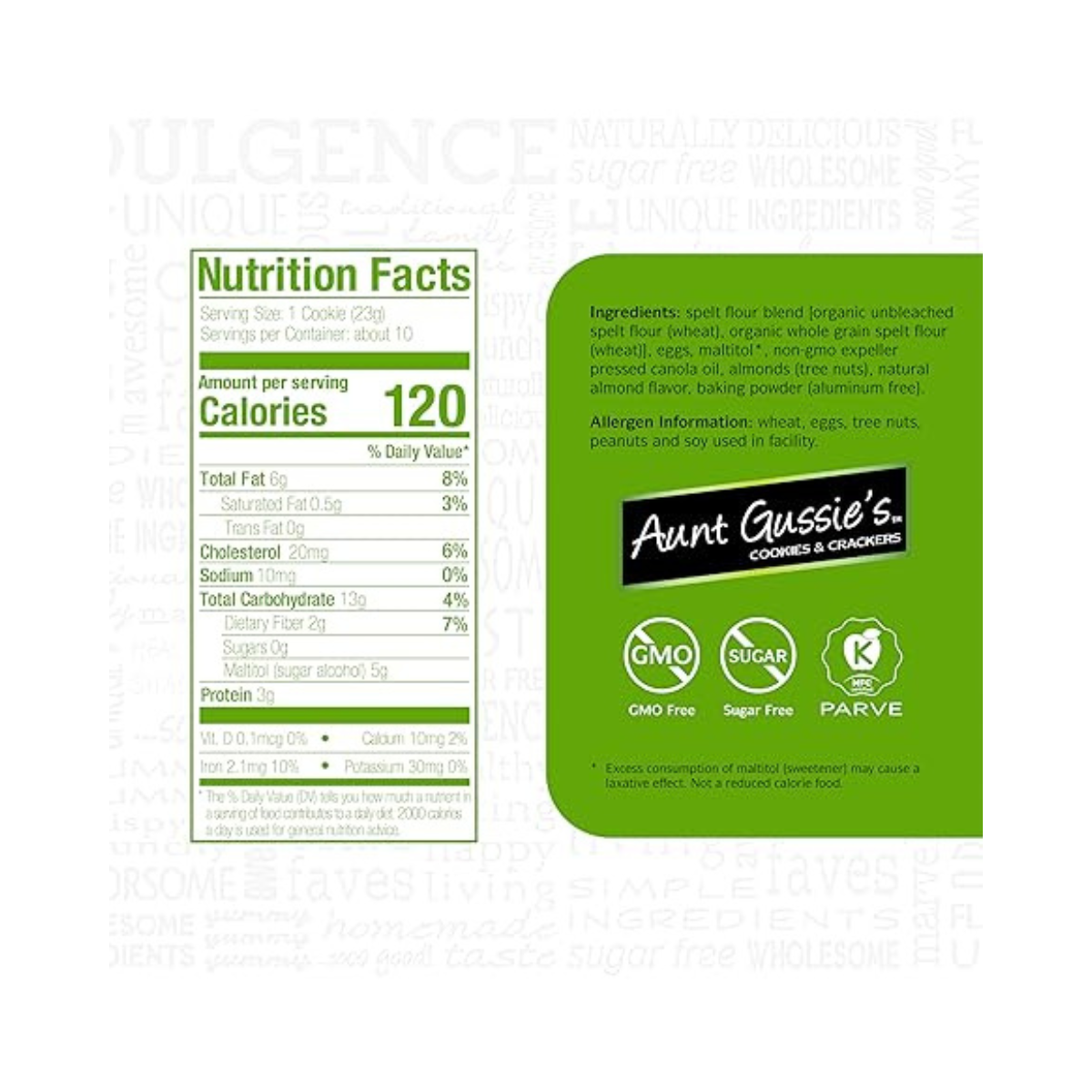 Aunt Gussie's Sugar Free Spelt Almond Biscuits 8oz