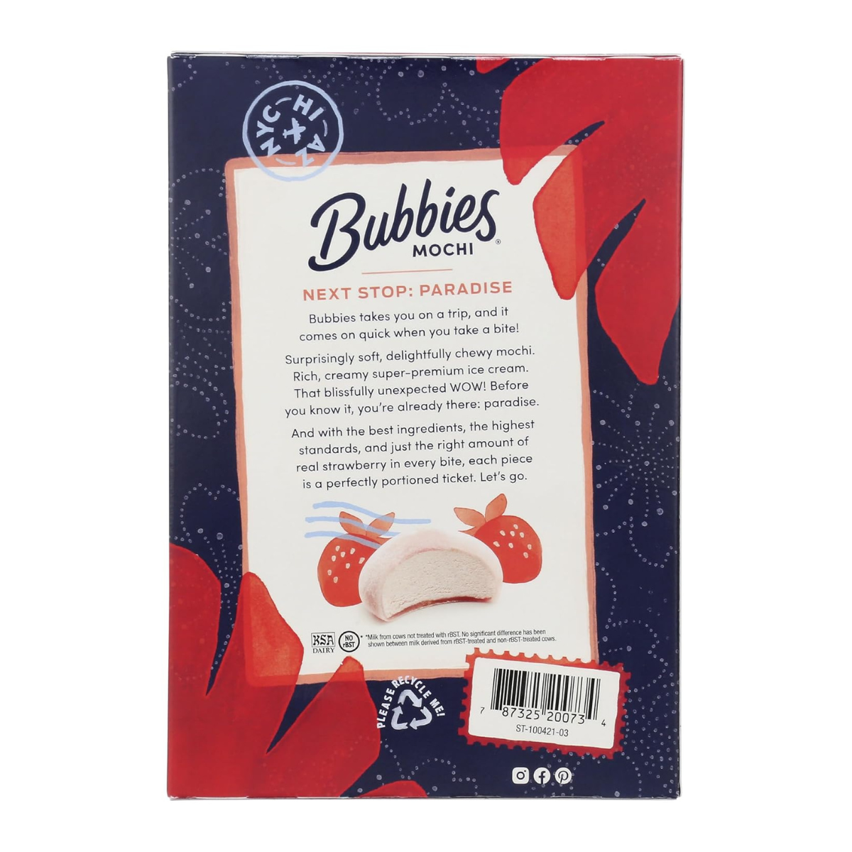 Bubbies Hawaii Strawberry Mochi Ice Cream 7.5oz