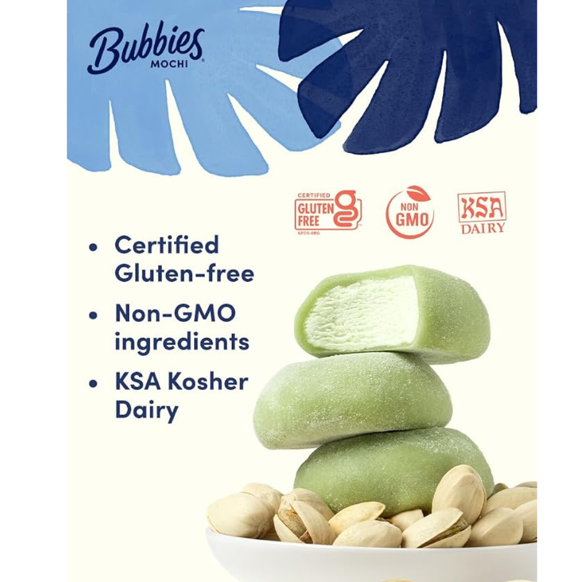 Bubbies Mochi Ice Cream Pistachio GF 7.5oz