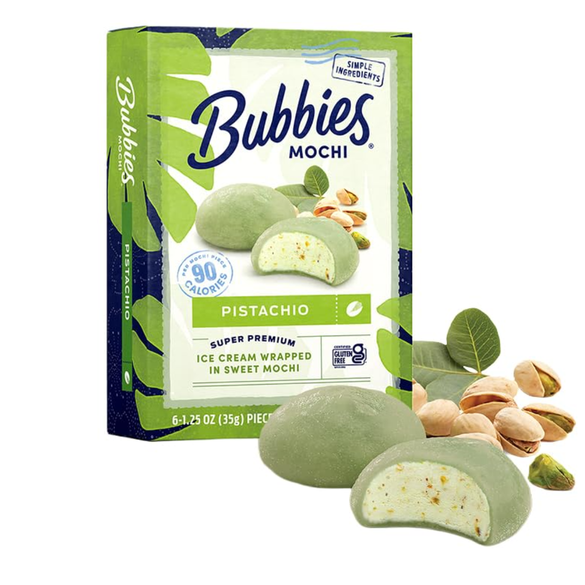 Bubbies Mochi Ice Cream Pistachio GF 7.5oz