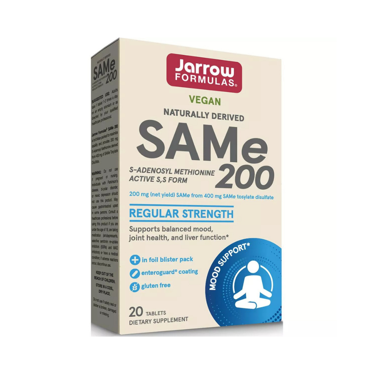 Jarrow Formulas Vegan Naturally Derived Same 200 Regular Strength 200 mg 20c