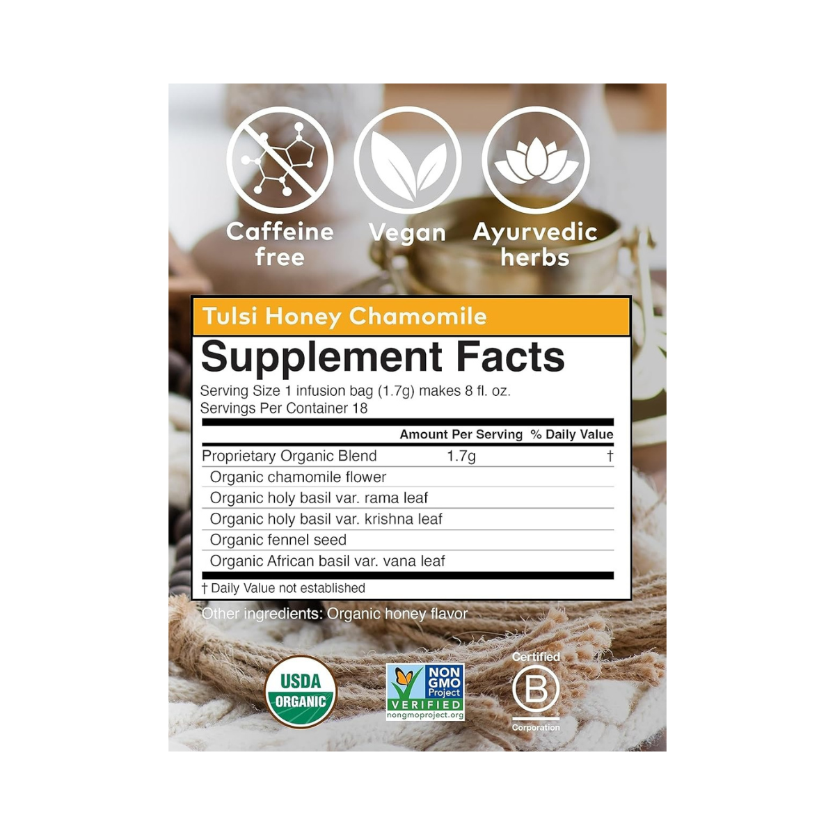 Organic India Tea Tulsi Chamomile Honey 18c