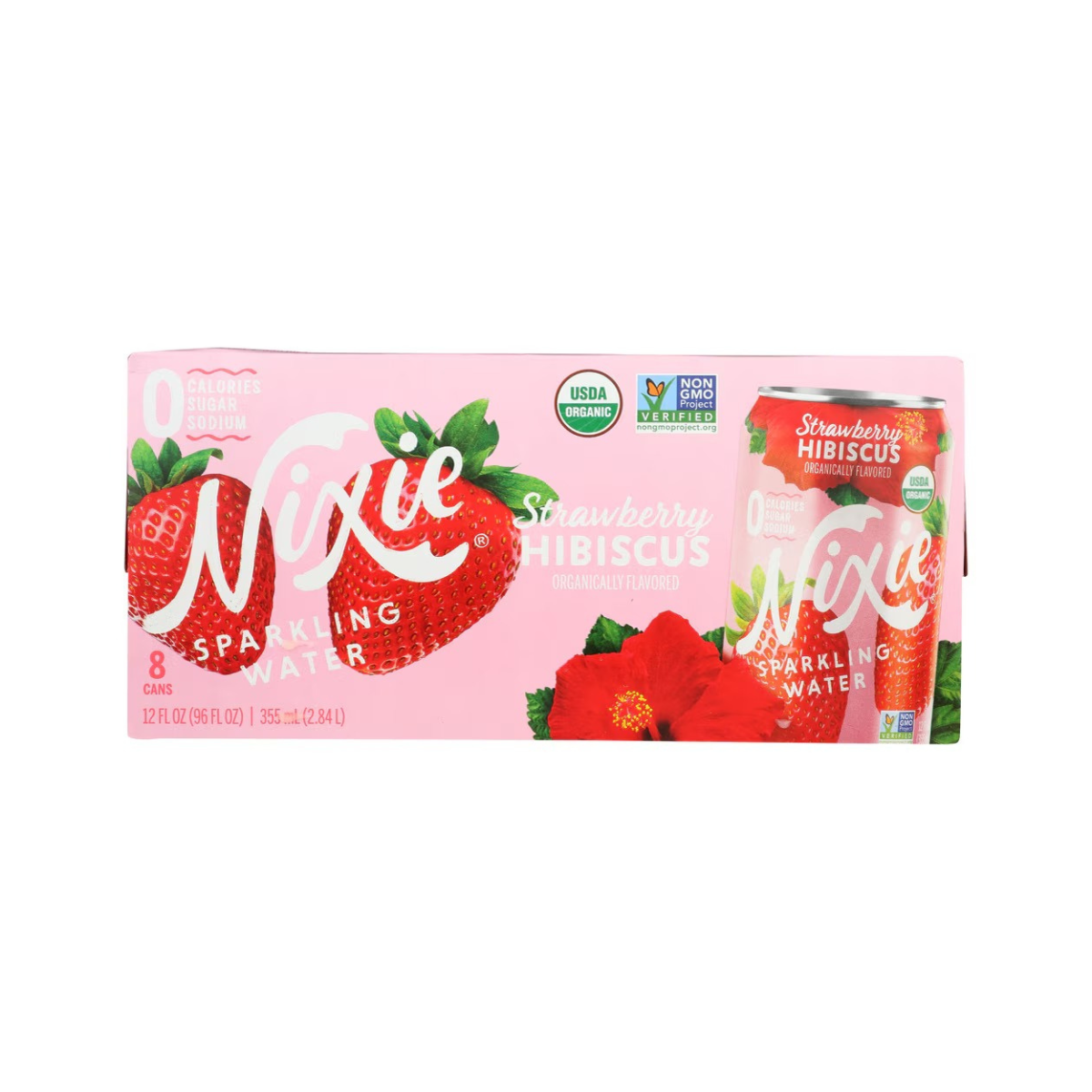 Nixie Organic Sparkling Water Strawberry Hibiscus 8c