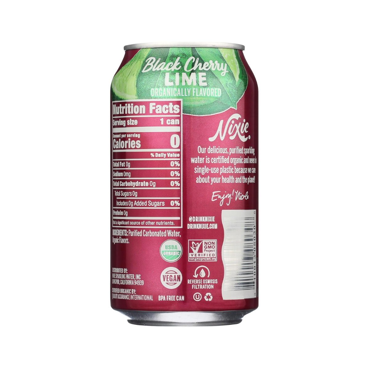 Nixie Organic Black Cherry Lime Sparkling Water 12oz