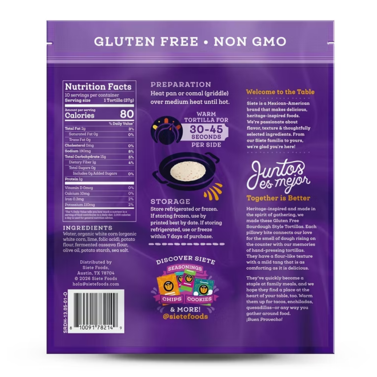Siete Sourdough Style Tortillas GF 13.05oz