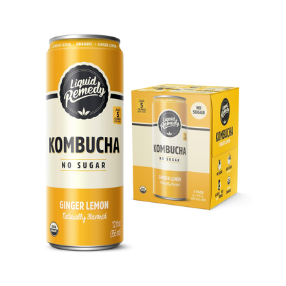 Remedy Kombucha Organic Ginger Lemon 4c