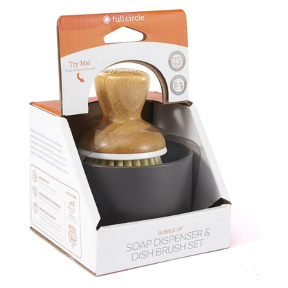 Full Circle Home Bubble Up Ceramic Soap Dispenser and Dish Brush Set