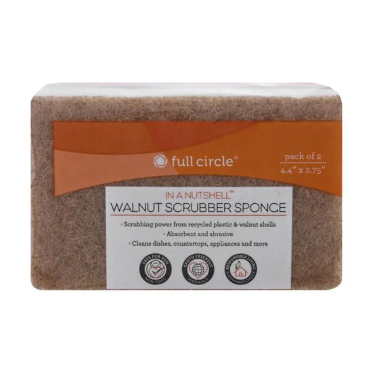 Full Circle Home Walnut Scrubber Sponge 2c