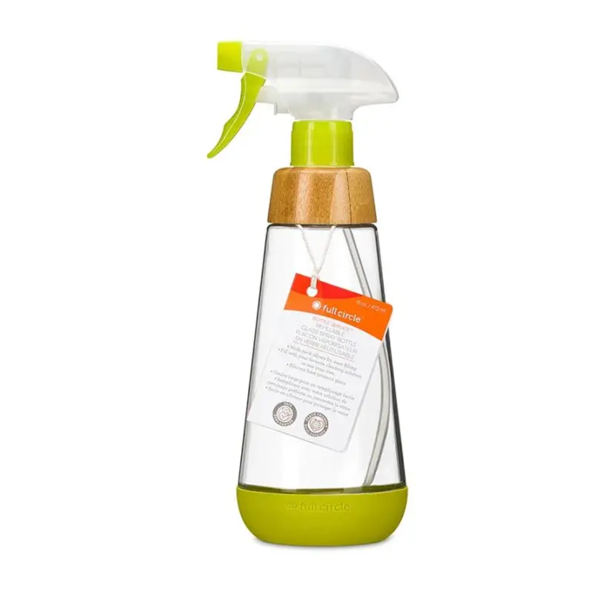 Full Circle Home Green Bottle Service Refillable Glass Spray Bottle 16oz