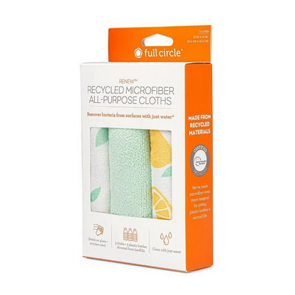 Full Circle Home Renew Microfiber All-Purpose Cloths Citrus Print Set 3c