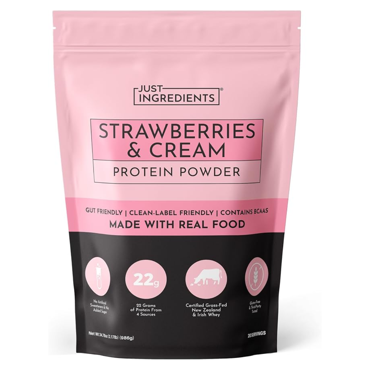 Just Ingredients Strawberries And Cream Protein Whey Powder 2.17lb