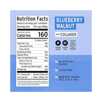 Purely Elizabeth Gluten Free Superfood Oatmeal with Collagen Flax & Chai Blueberry Walnut 8oz