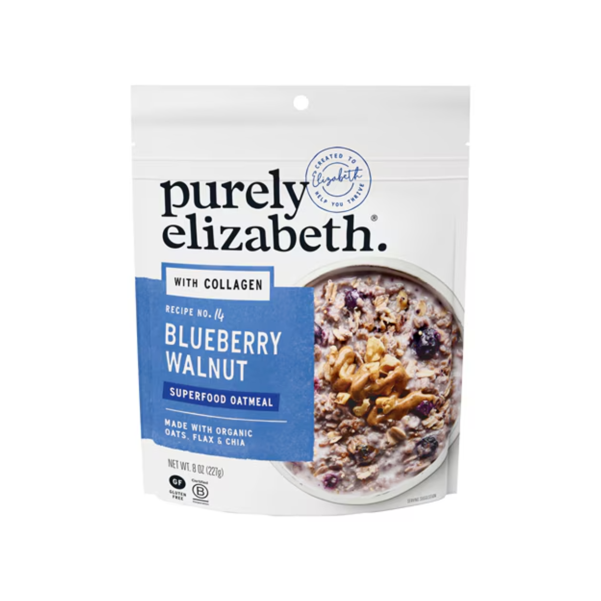Purely Elizabeth Gluten Free Superfood Oatmeal with Collagen Flax & Chai Blueberry Walnut 8oz